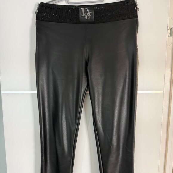 Pants - Black Lambskin Leather Leggings, Size M